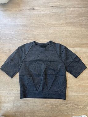 Derek Lam Charcoal Geometric Short-Sleeve Shirt 4